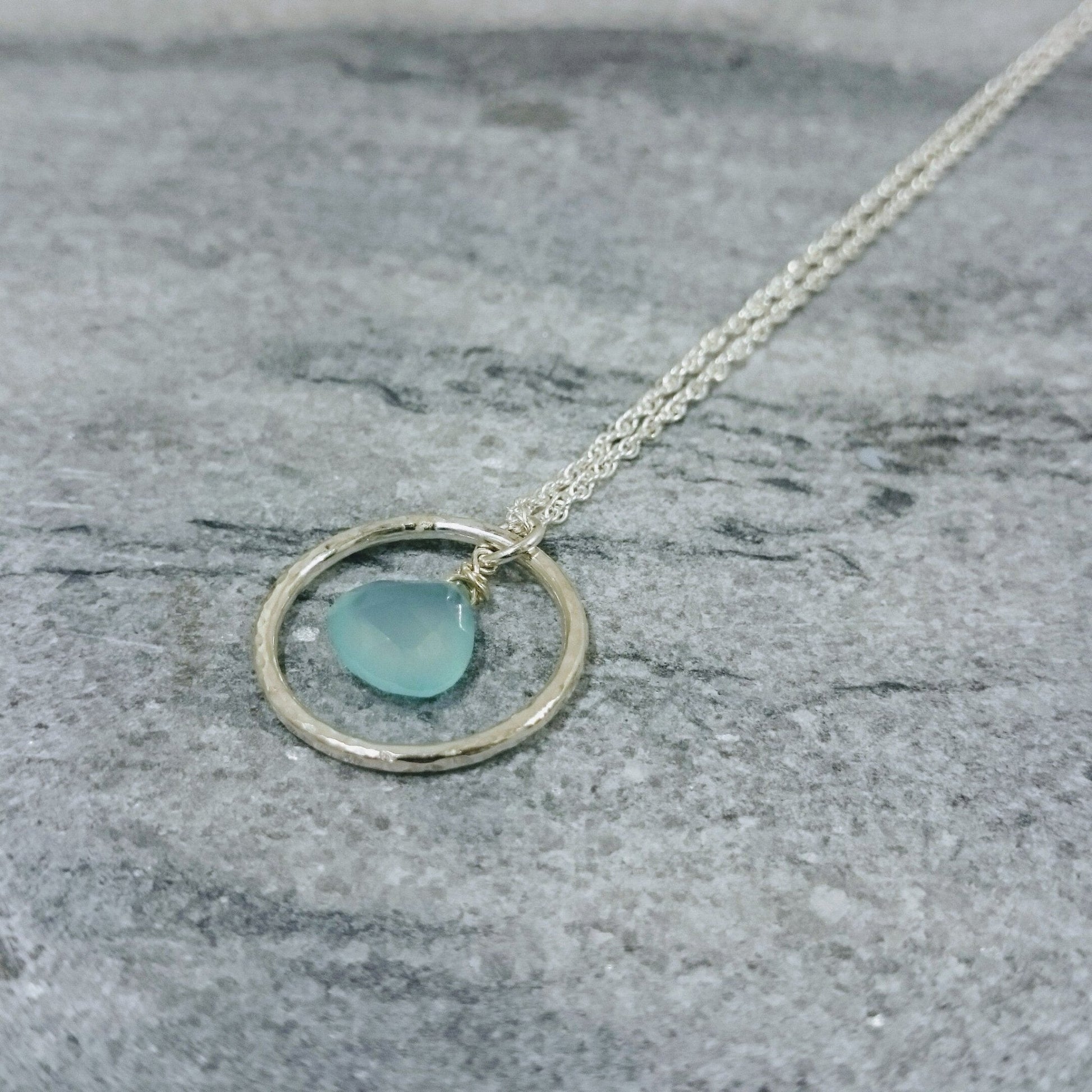 Aqua Stone Hoop Necklace | Contemporary Designer Jewellery