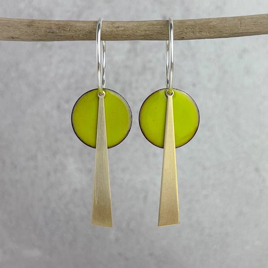 Bitter Green Geometric Earrings | Contemporary Designer Jewellery