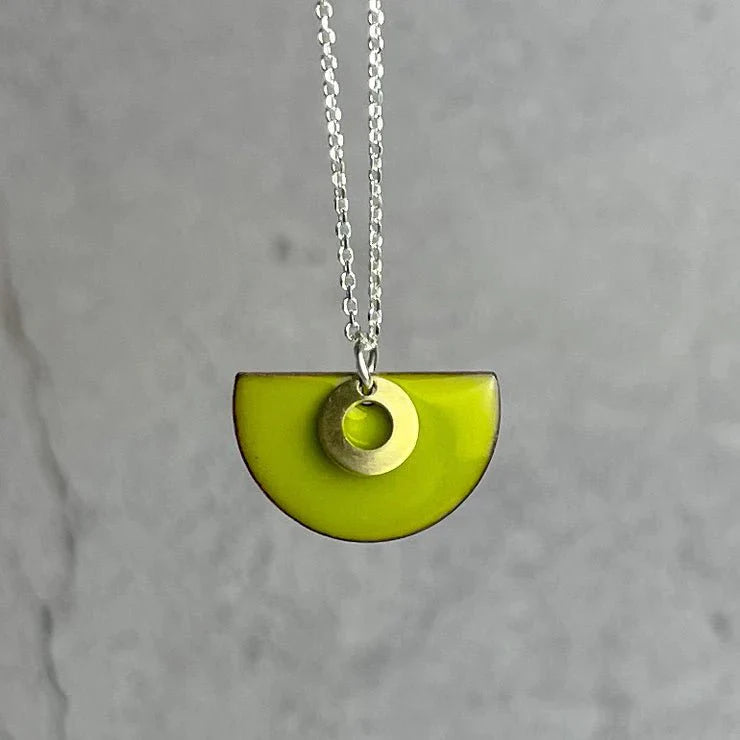 Bitter Green Semi Circle Necklace | Contemporary Designer Jewellery