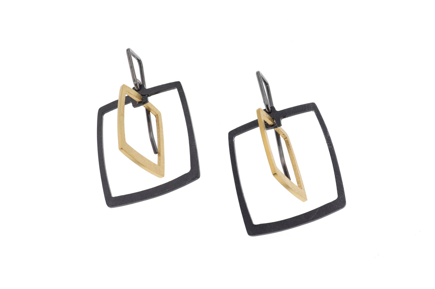 Black and Gold Square Earrings | Contemporary Designer Jewellery