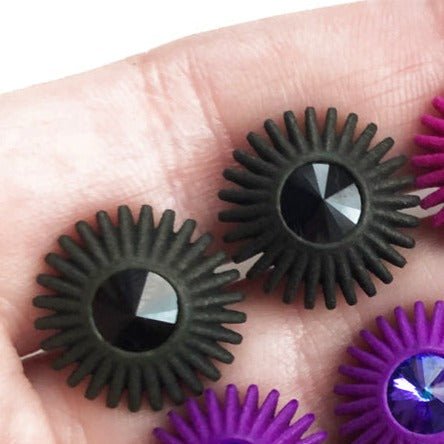 Black Mini Crystal Studs | Contemporary Designer Jewellery