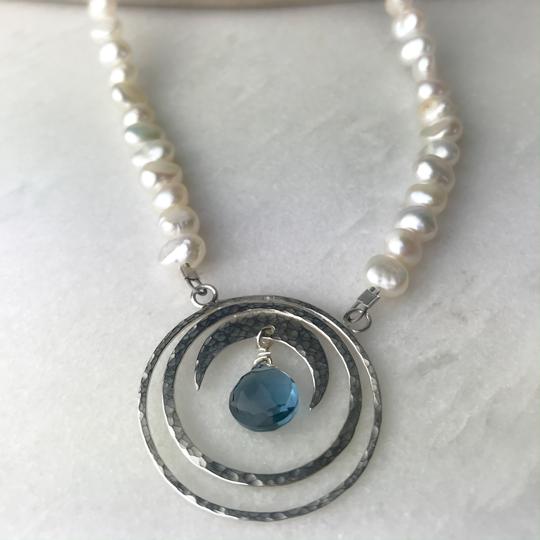 Blue Topaz Crescent Moon Necklace | Contemporary Designer Jewellery