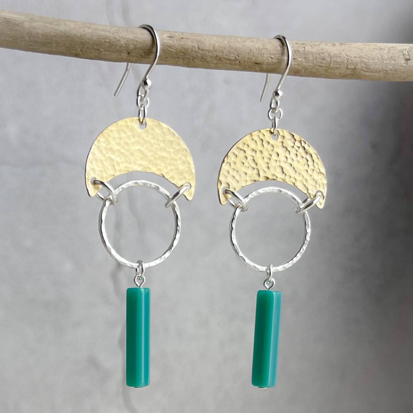 Brass Crescent Moon Drop Earrings | Contemporary Designer Jewellery