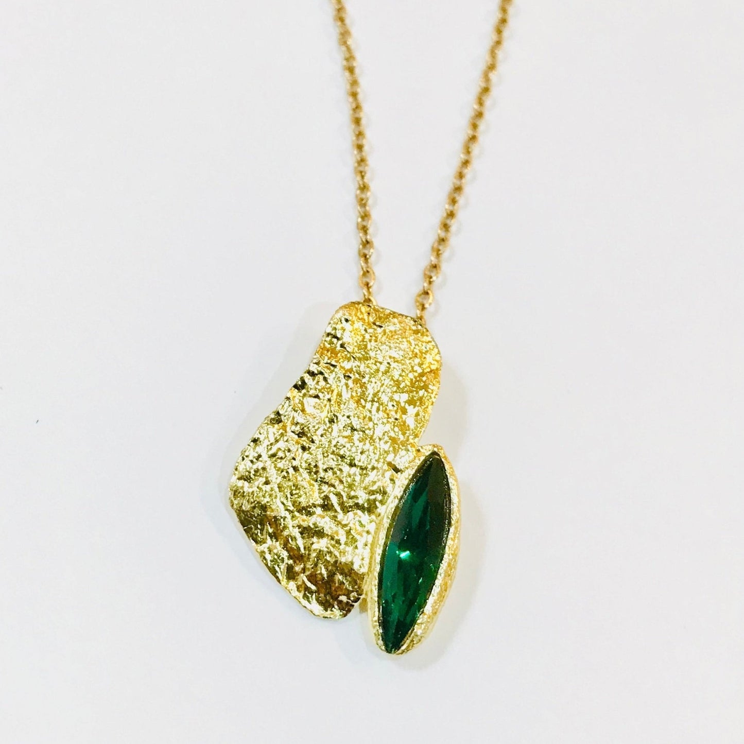 Bronze & Emerald Necklace | Contemporary Designer Jewellery