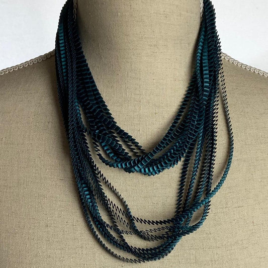 Dark Green Strand Necklace | Contemporary Designer Jewellery