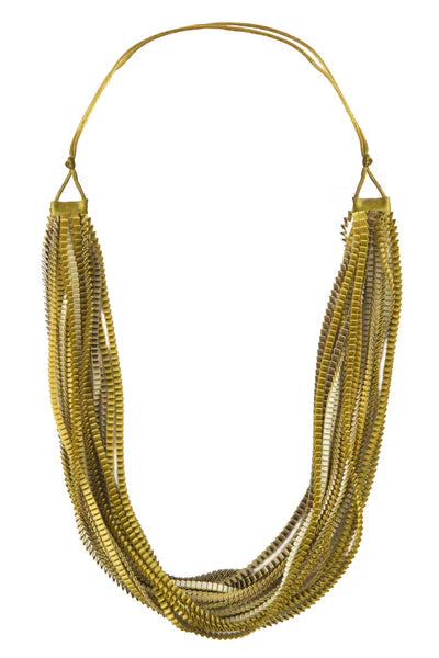 Gold, Cream & Olive Neos Necklace | Contemporary Designer Jewellery