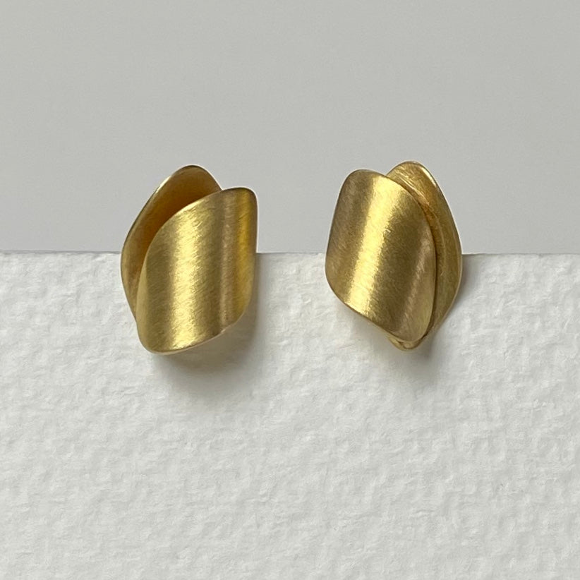 Gold Folded Stud Earrings | Contemporary Designer Jewellery