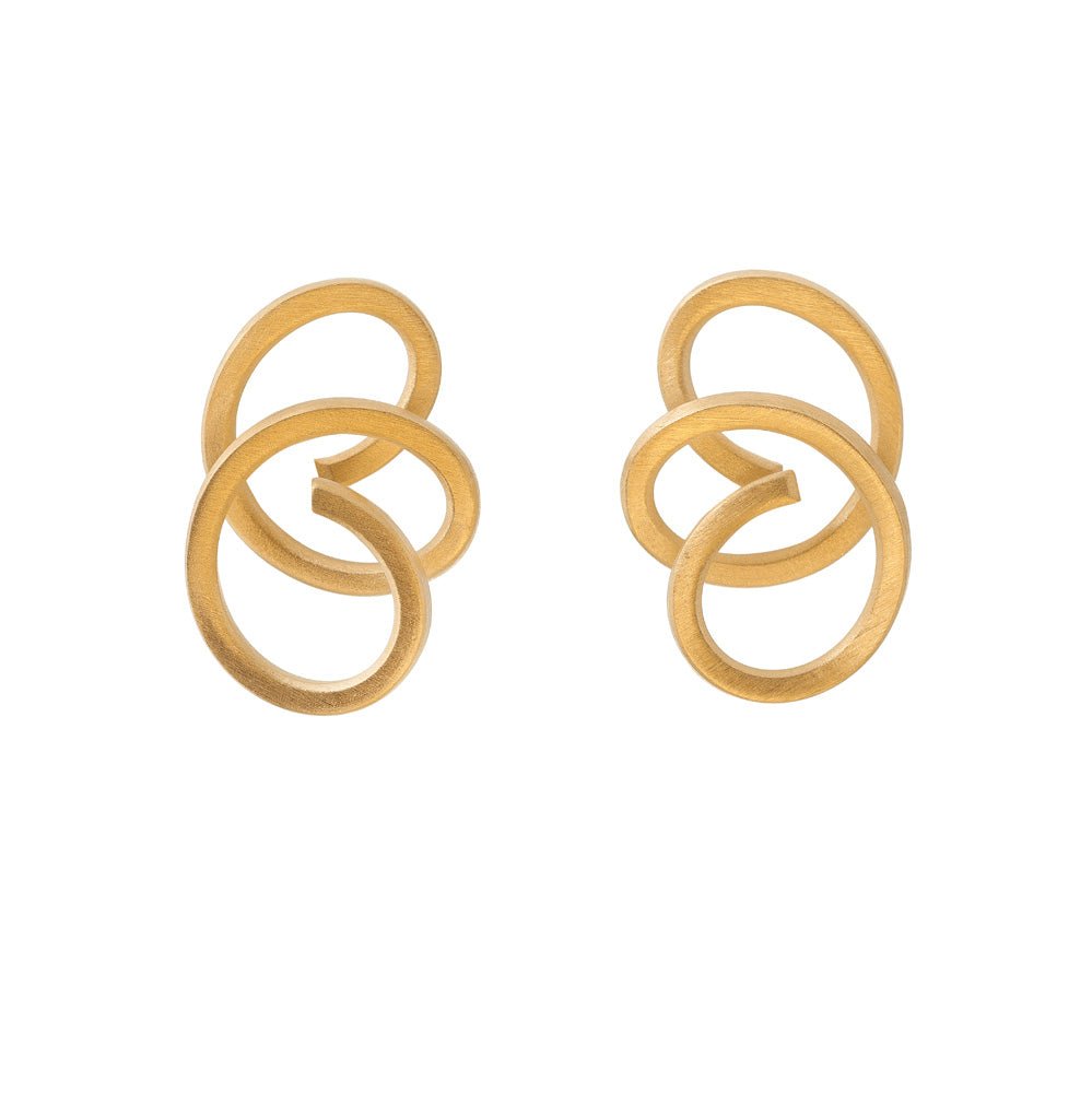 Gold Plated Loop Studs | Contemporary Designer Jewellery