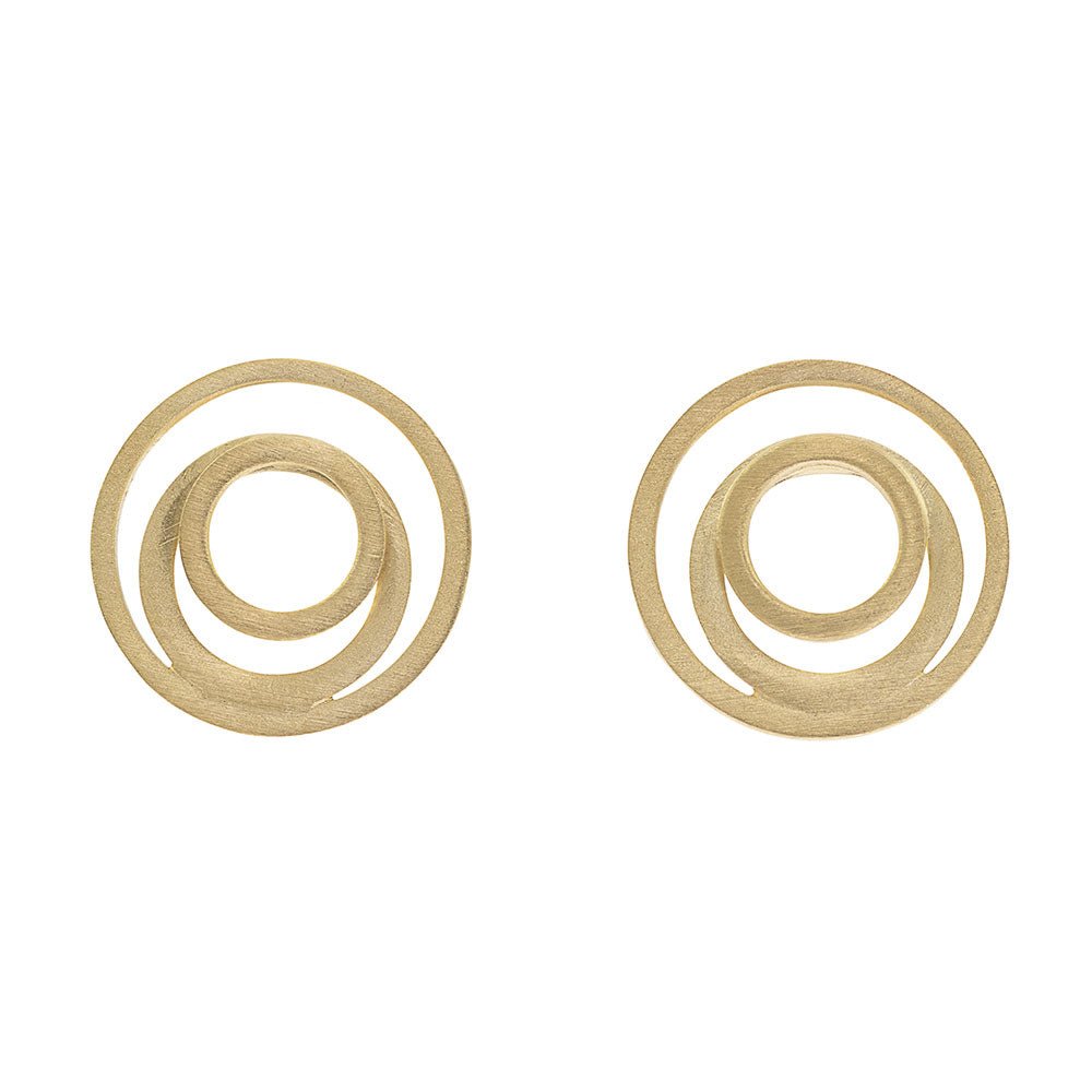 Gold Plated Open Circle Studs | Contemporary Designer Jewellery