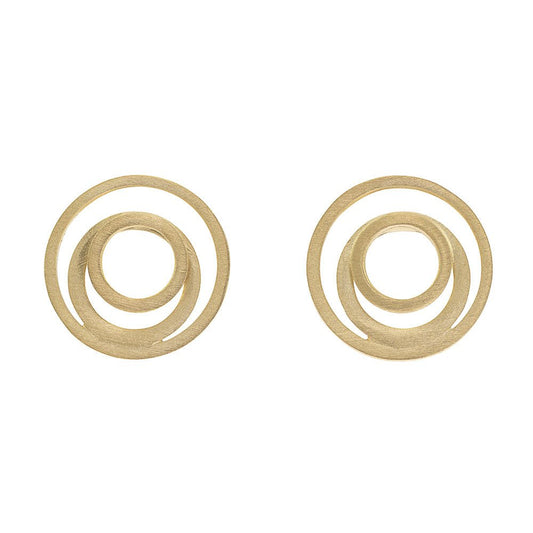 Gold Plated Open Circle Studs | Contemporary Designer Jewellery