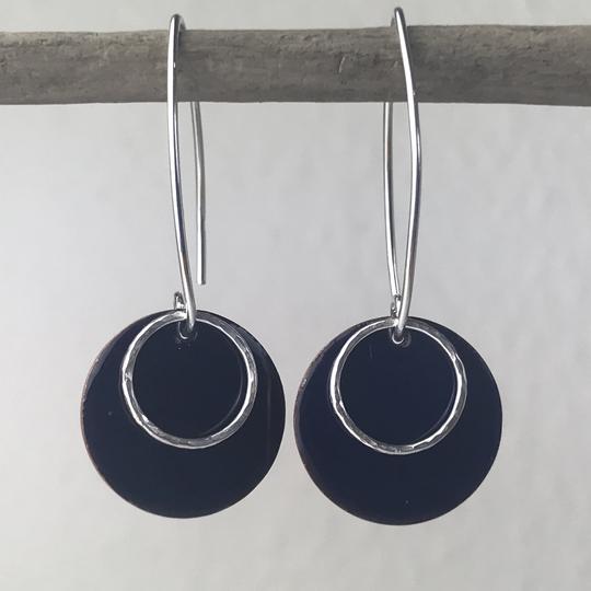 Mediterranean Blue Enamel Disc Earrings | Contemporary Designer Jewellery