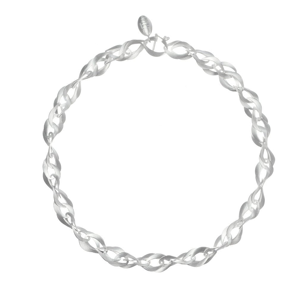 Satin Silver Necklace | Contemporary Designer Jewellery