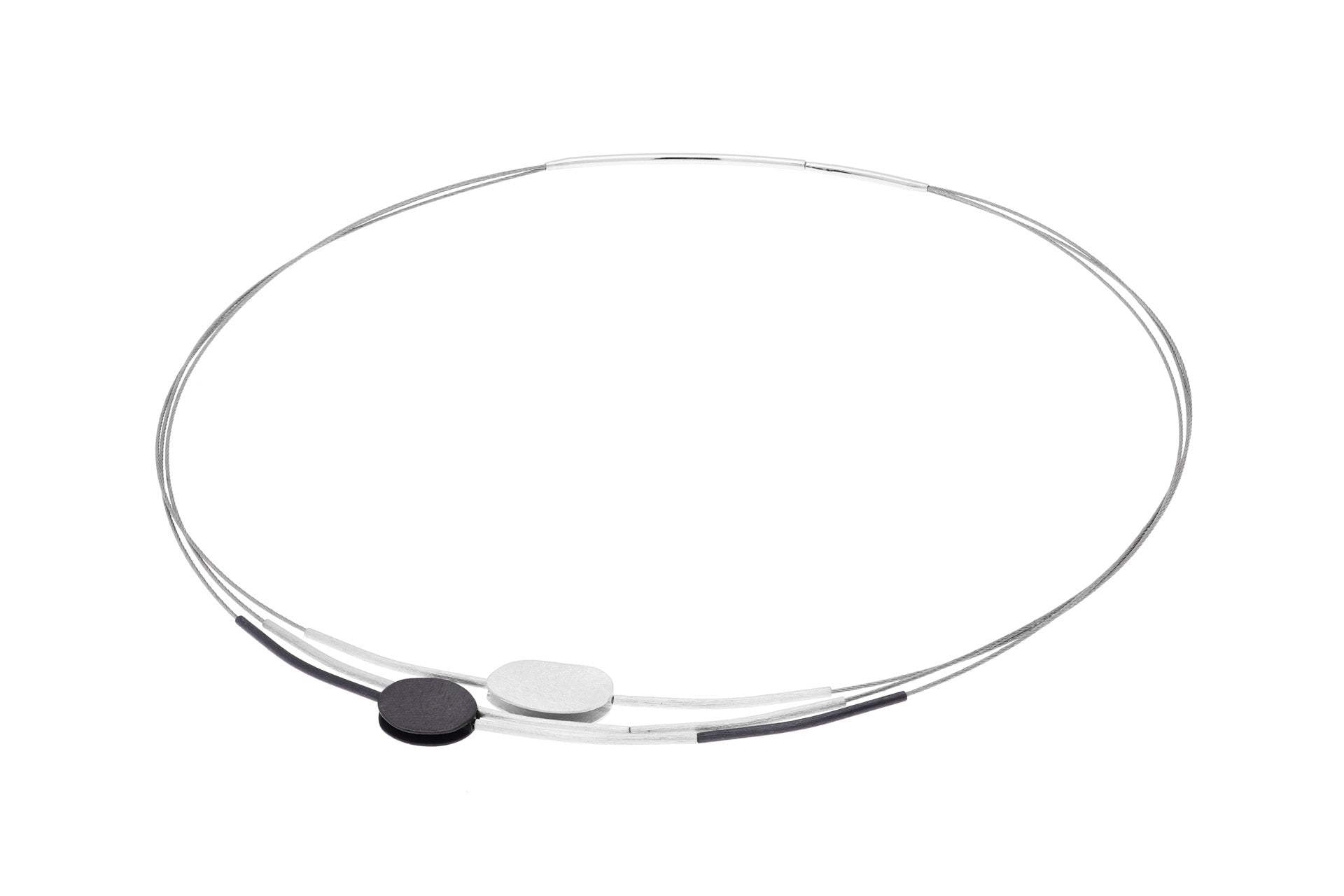 Silver and Black Circle Necklace | Contemporary Designer Jewellery