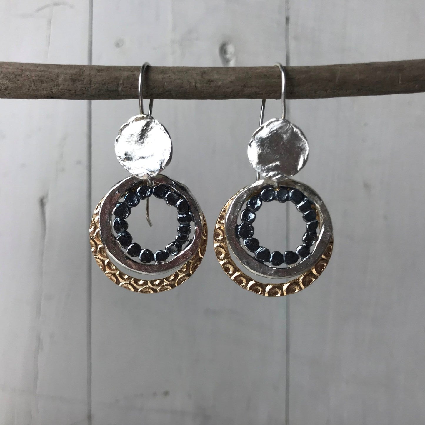 Silver and Gold Hoop Earrings | Contemporary Designer Jewellery